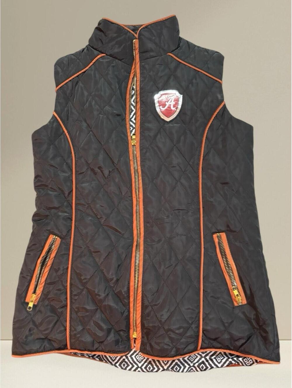 Game Day Vest Womens SMALL Alabama Crimson Tide Couture Black Quilted Puffer